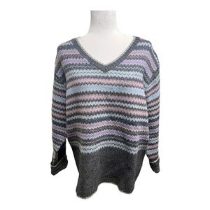 Colorful Grandpa Sweater Lambswool Large
